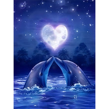 Load image into Gallery viewer, 4pcs Round Diamond Painting Set - Dolphin in the moonlight (30*40CM)
