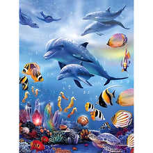 Load image into Gallery viewer, 4pcs Round Diamond Painting Set - Dolphin in the moonlight (30*40CM)
