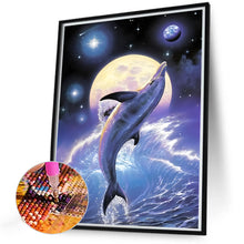 Load image into Gallery viewer, 4pcs Round Diamond Painting Set - Dolphin in the moonlight (30*40CM)
