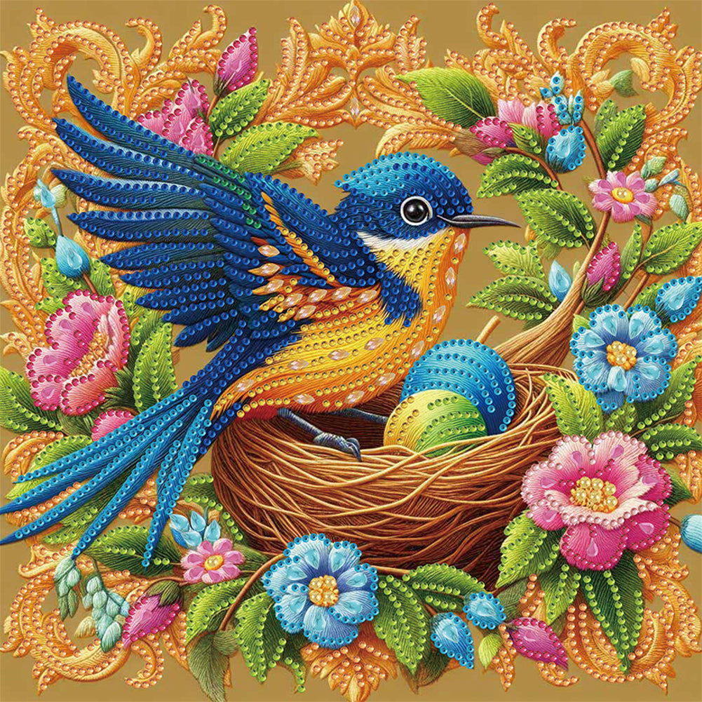 Diamond Painting - Partial Special Shaped - Bird and Flowers (30*30CM)