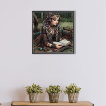 Load image into Gallery viewer, AB Diamond Painting - Full Round - Reading girl in the forest (40*40CM)
