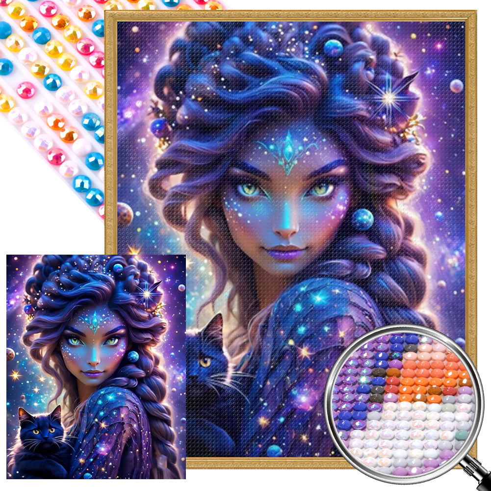 AB Diamond Painting - Full Round - Star lady and cat (40*50CM)