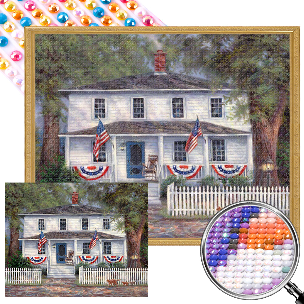AB Diamond Painting - Full Round - White cottage (50*40CM)