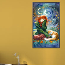 Load image into Gallery viewer, AB Diamond Painting - Full Round - Girl and kitten (40*70CM)
