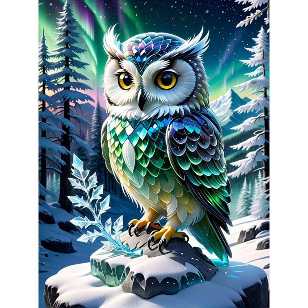 Diamond Painting - Full Round - Owl in the snow (30*40CM)