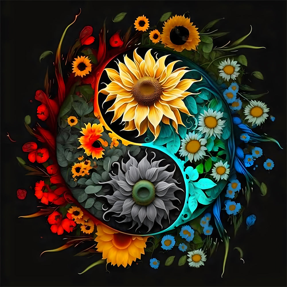 Diamond Painting - Full Round - Tai Chi Flowers (30*30CM)