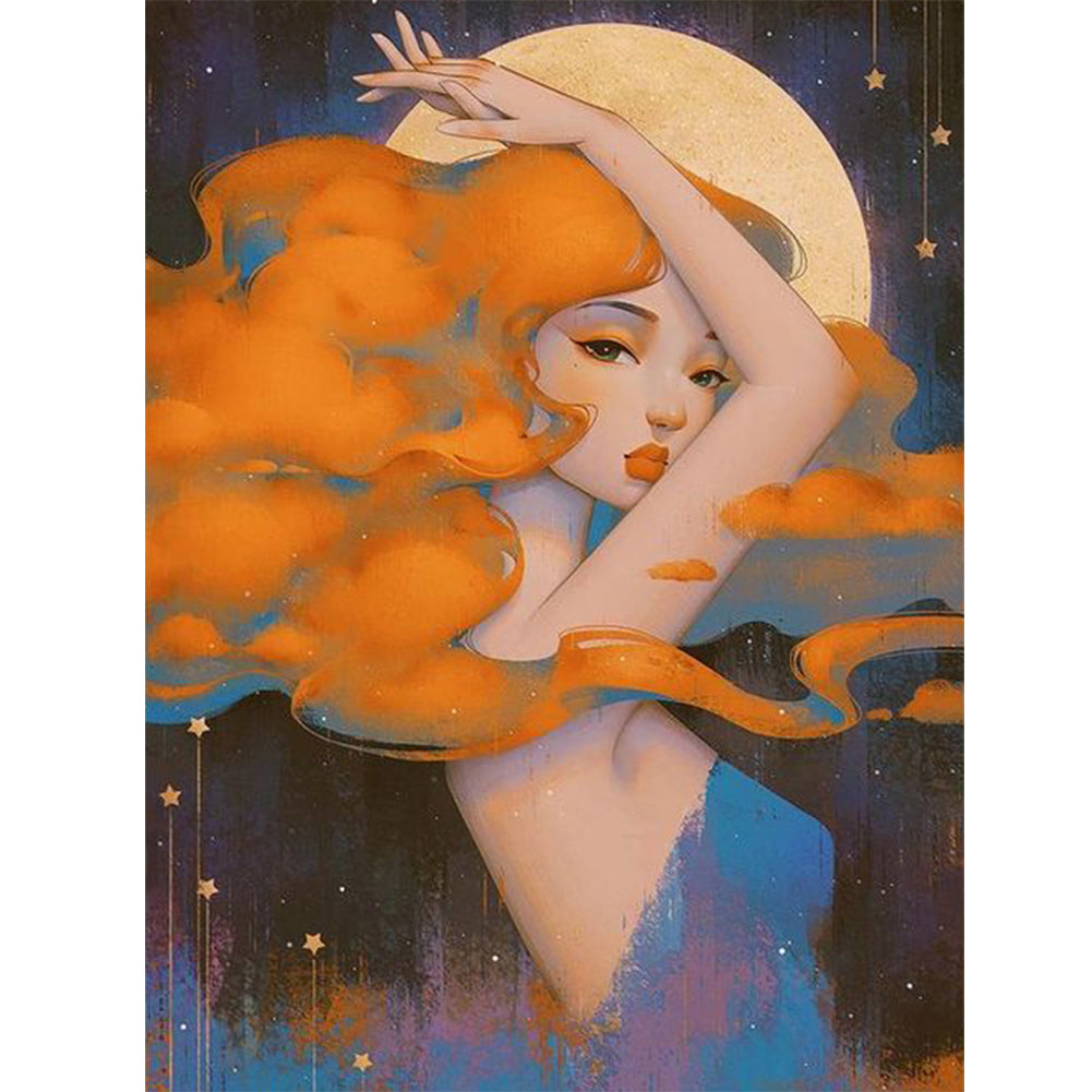 Diamond Painting - Full Round - Moon and Girl (30*40CM)
