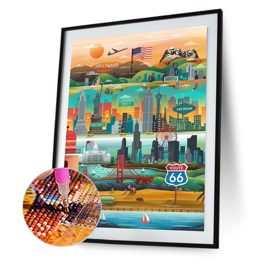 Diamond Painting - Full Round - American City (30*40CM)