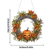 Load image into Gallery viewer, Halloween Pumpkin 5D DIY Diamond Painting Wreath Pendant for Garden Window Decor
