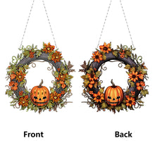 Load image into Gallery viewer, Halloween Pumpkin 5D DIY Diamond Painting Wreath Pendant for Garden Window Decor
