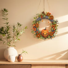 Load image into Gallery viewer, Halloween Pumpkin 5D DIY Diamond Painting Wreath Pendant for Garden Window Decor
