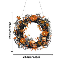 Load image into Gallery viewer, Halloween Pumpkin 5D DIY Diamond Painting Wreath Pendant for Garden Window Decor
