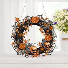 Load image into Gallery viewer, Halloween Pumpkin 5D DIY Diamond Painting Wreath Pendant for Garden Window Decor
