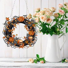 Load image into Gallery viewer, Halloween Pumpkin 5D DIY Diamond Painting Wreath Pendant for Garden Window Decor
