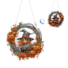 Load image into Gallery viewer, Halloween Pumpkin 5D DIY Diamond Painting Wreath Pendant for Garden Window Decor
