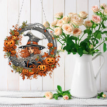 Load image into Gallery viewer, Halloween Pumpkin 5D DIY Diamond Painting Wreath Pendant for Garden Window Decor
