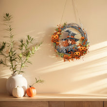 Load image into Gallery viewer, Halloween Pumpkin 5D DIY Diamond Painting Wreath Pendant for Garden Window Decor
