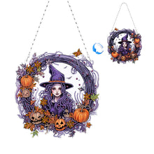 Load image into Gallery viewer, Halloween Pumpkin 5D DIY Diamond Painting Wreath Pendant for Garden Window Decor
