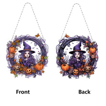 Load image into Gallery viewer, Halloween Pumpkin 5D DIY Diamond Painting Wreath Pendant for Garden Window Decor
