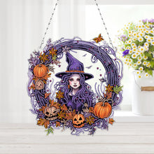 Load image into Gallery viewer, Halloween Pumpkin 5D DIY Diamond Painting Wreath Pendant for Garden Window Decor
