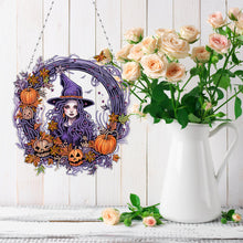 Load image into Gallery viewer, Halloween Pumpkin 5D DIY Diamond Painting Wreath Pendant for Garden Window Decor
