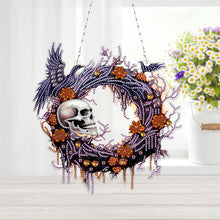 Load image into Gallery viewer, Halloween Pumpkin 5D DIY Diamond Painting Wreath Pendant for Garden Window Decor
