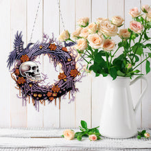 Load image into Gallery viewer, Halloween Pumpkin 5D DIY Diamond Painting Wreath Pendant for Garden Window Decor
