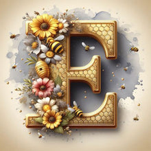 Load image into Gallery viewer, Diamond Painting - Full Round - Bee and flower alphabet E (30*30CM)
