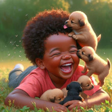 Load image into Gallery viewer, Diamond Painting - Full Round - Boy and many puppies (30*30CM)
