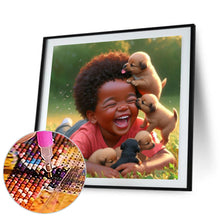 Load image into Gallery viewer, Diamond Painting - Full Round - Boy and many puppies (30*30CM)
