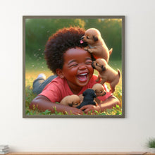Load image into Gallery viewer, Diamond Painting - Full Round - Boy and many puppies (30*30CM)
