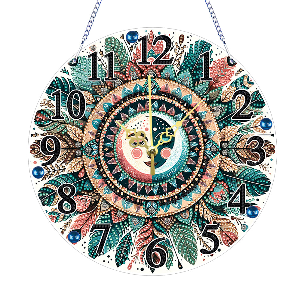 Acrylic Special Shaped Mandala 5D Diamond Painting Hanging Clock Art Craft