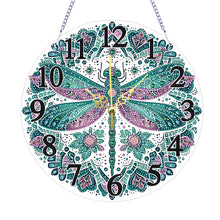 Load image into Gallery viewer, Acrylic Special Shaped Dragonfly 5D Diamond Painting Hanging Clock Art Craft
