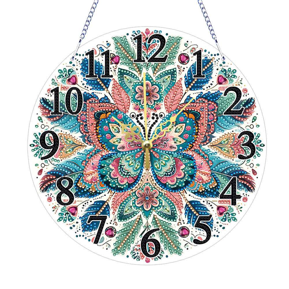 Acrylic Special Shaped Butterfly 5D Diamond Painting Hanging Clock Art Craft