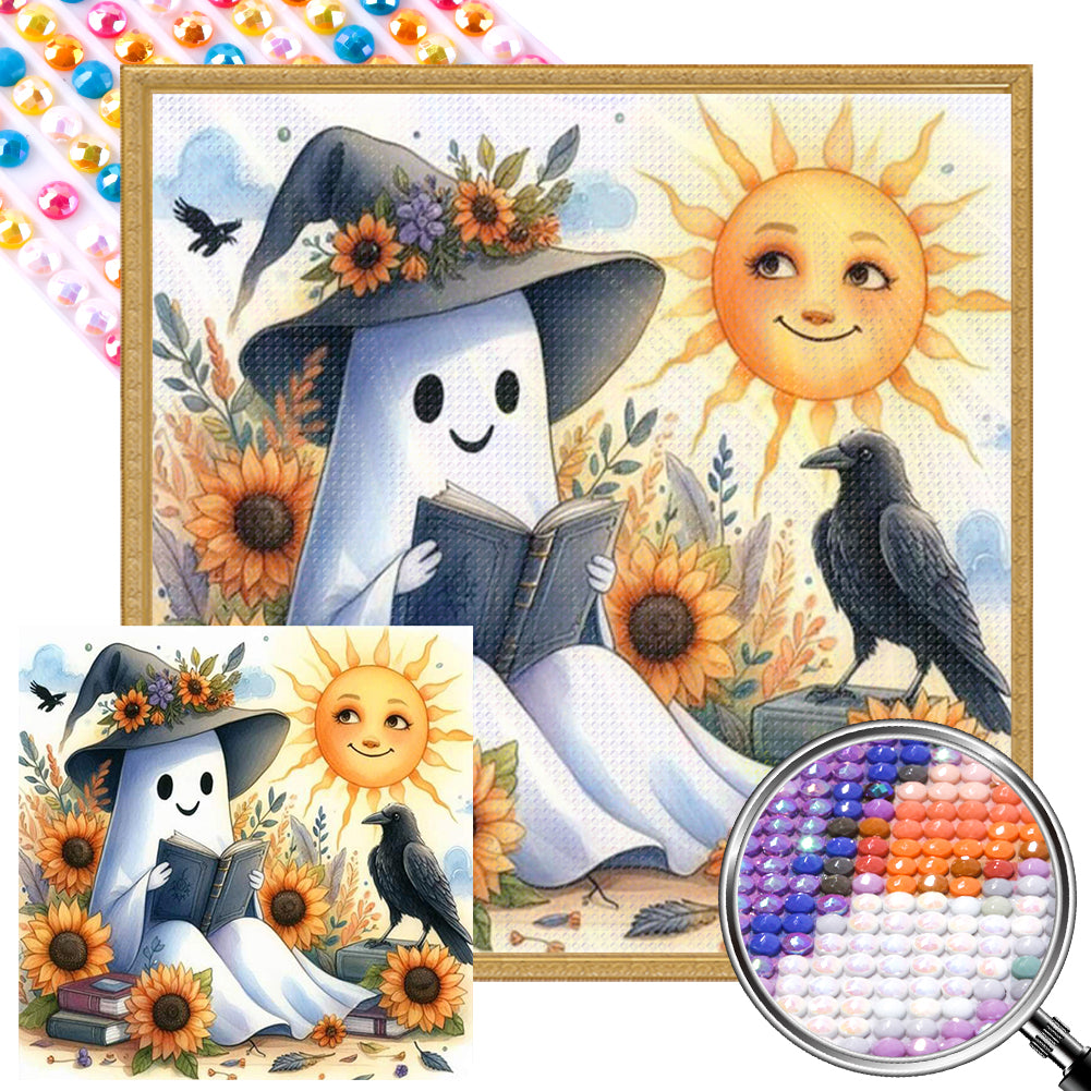 AB Diamond Painting - Full Round - Halloween ghost and black crow (40*40CM)