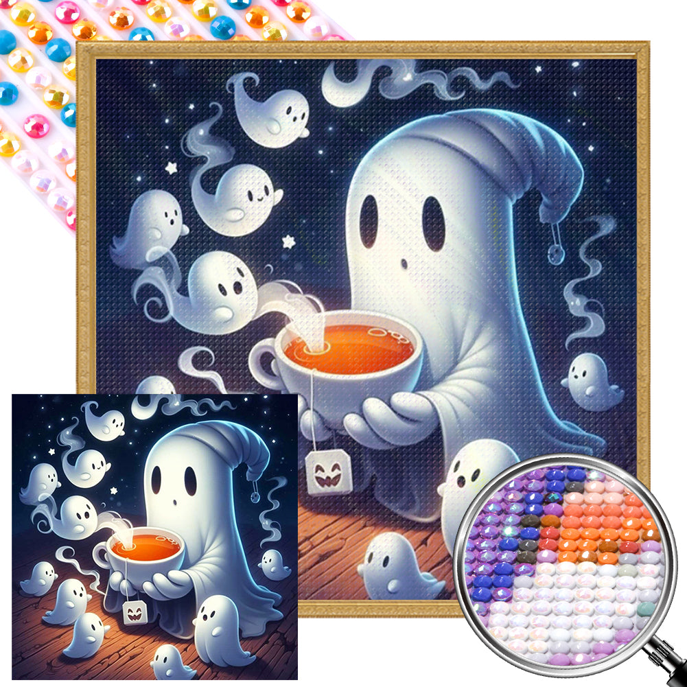 AB Diamond Painting - Full Round - Halloween ghosts line up for tea (40*40CM)