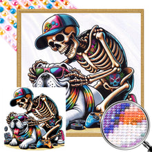 Load image into Gallery viewer, AB Diamond Painting - Full Round - Halloween skull and dog (40*40CM)
