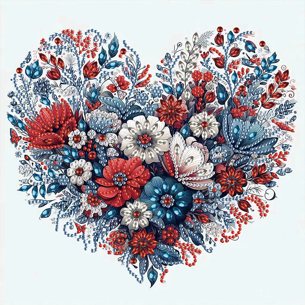 Diamond Painting - Partial Special Shaped - Love flowers (30*30CM)