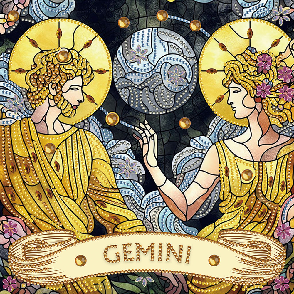 Diamond Painting - Partial Special Shaped - Zodiac Gemini (30*30CM)