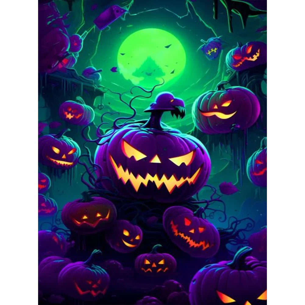 Diamond Painting - Full Round - Halloween Pumpkin Devil (30*40CM)