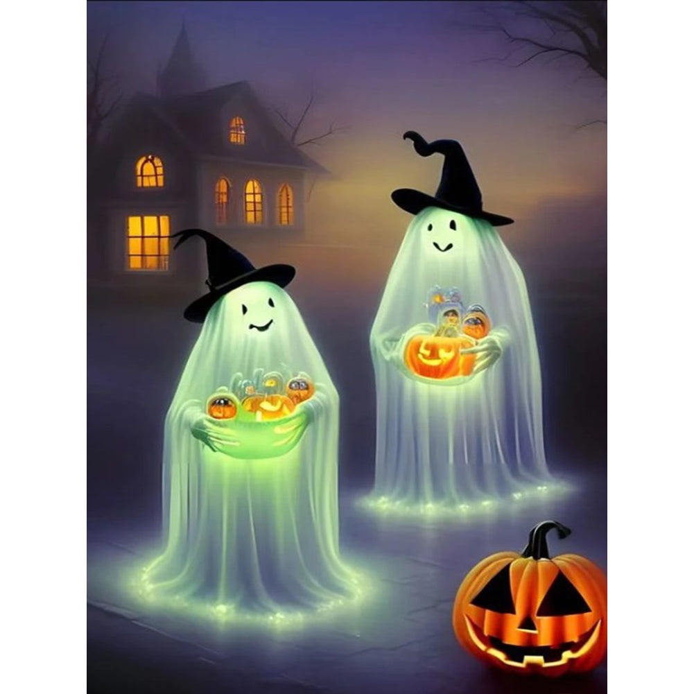Diamond Painting - Full Round - Halloween Pumpkin Ghost (30*40CM)