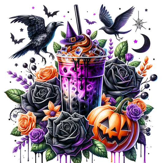 Diamond Painting - Full Round - Iced Coffee and Black Rose (40*40CM)