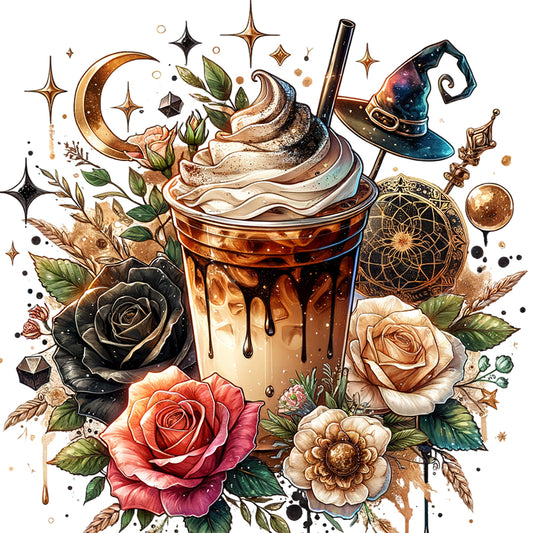 Diamond Painting - Full Round - Coffee and Flowers (40*40CM)