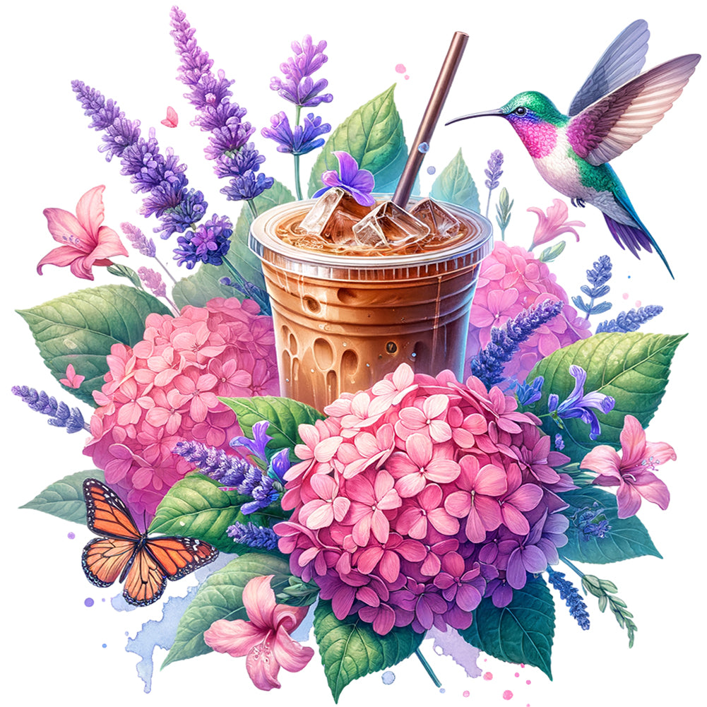 Diamond Painting - Full Round - Coffee and Hydrangea (40*40CM)