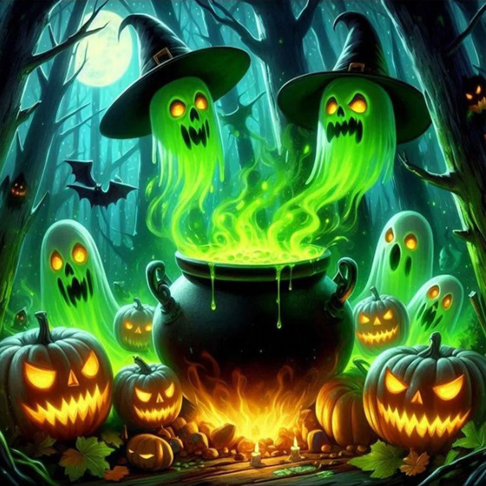 Diamond Painting - Full Round - Halloween green ghost (40*40CM)