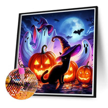 Load image into Gallery viewer, Diamond Painting - Full Round - Halloween Pumpkin Black Cat (40*40CM)
