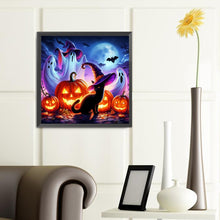 Load image into Gallery viewer, Diamond Painting - Full Round - Halloween Pumpkin Black Cat (40*40CM)
