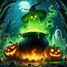 Load image into Gallery viewer, Diamond Painting - Full Round - Halloween green ghost (40*40CM)
