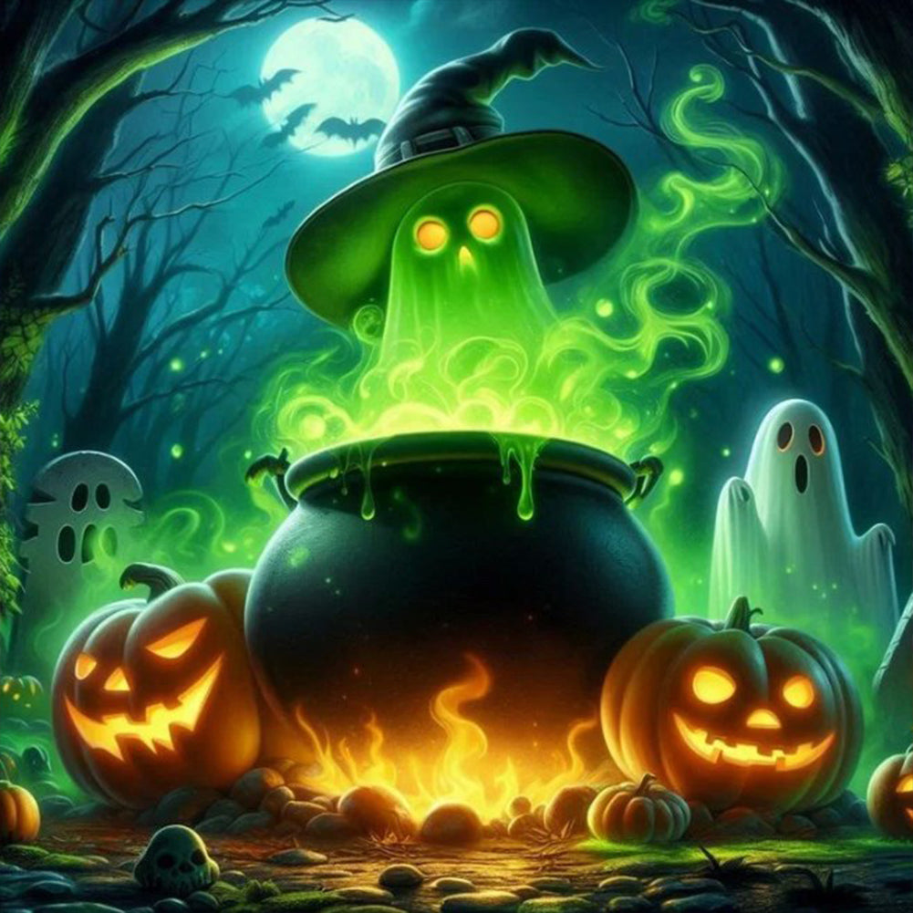 Diamond Painting - Full Round - Halloween green ghost (40*40CM)