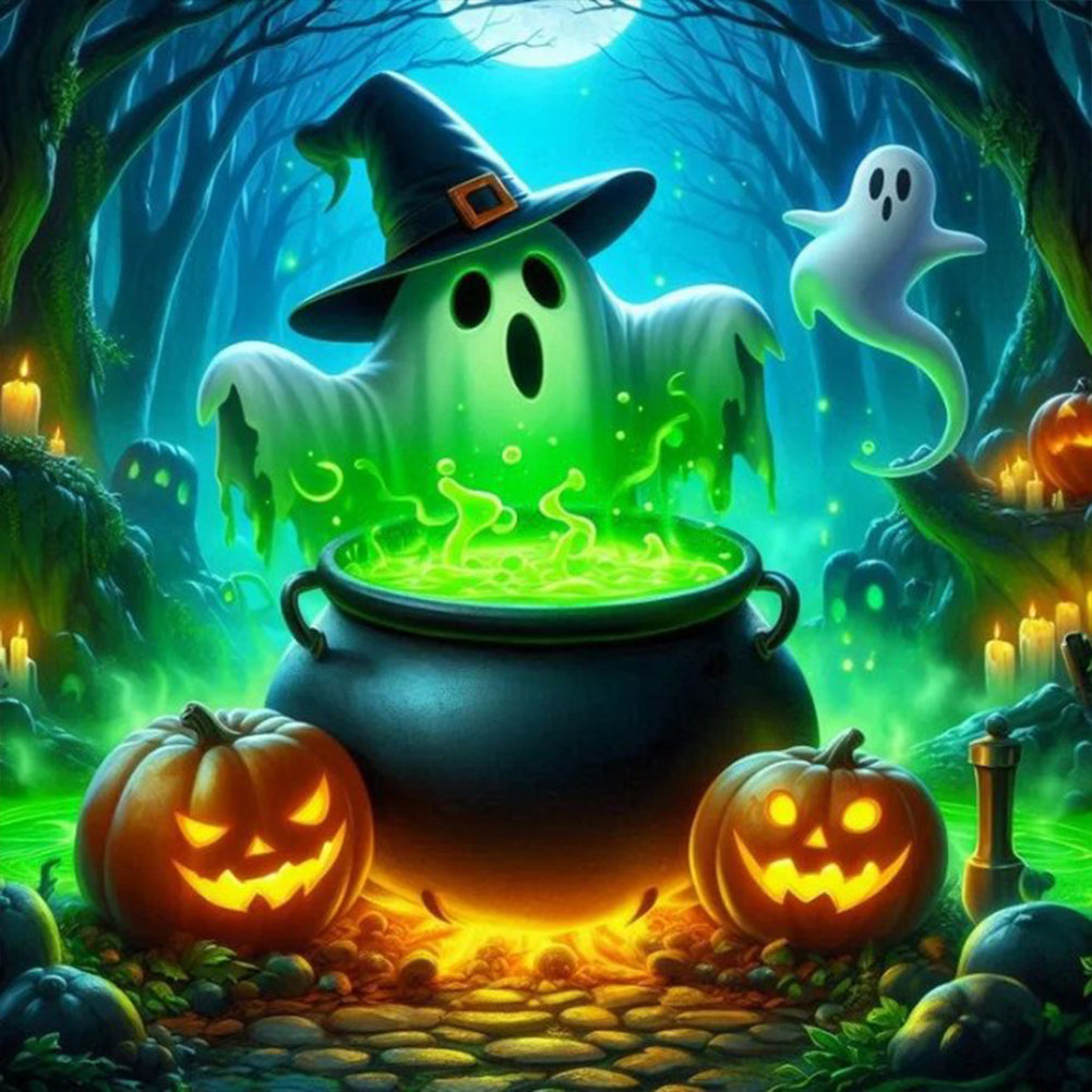 Diamond Painting - Full Round - Halloween green ghost (40*40CM)